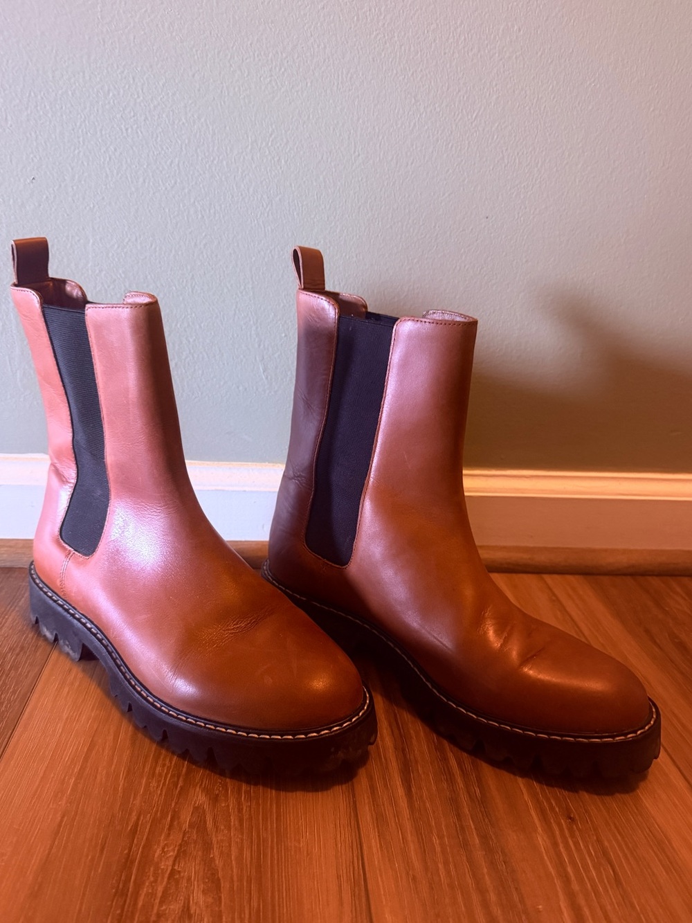 J.Crew Gwen Lug-Sole High-Shaft Chelsea Boots Brown size 7.5